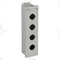 WIEGMANN Push Button Enclosure: 30mm, 4 Holes, Carbon Steel, NEMA 12 (MPN PSL4). Key specifications — attr211299: WIEGMANN; attr1043605: Indoor Dust & Water Droplets.