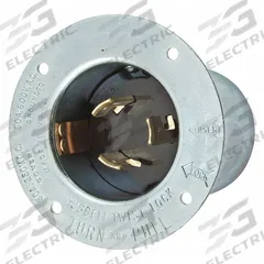 HUBBELL Locking Inlet: Non-NEMA, Silver, 250V DC/600V AC, 50 A, 3 Pole, 4 Blade (MPN HBL7958). Key specifications — Voltage Rating: 250V DC/600V AC; Brand: HUBBELL.