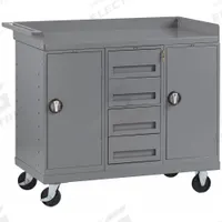 TENNSCO Mobile Cabinet Workbench: 38 in x 25 in, Steel, 1,000 lb Overall Load Capacity, Gray, Steel (MPN MB-5-2545). Key specifications — Assembly: Partially Assembled; Brand: TENNSCO.