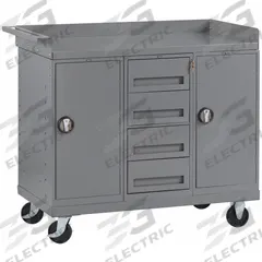 TENNSCO Mobile Cabinet Workbench: 38 in x 25 in, Steel, 1,000 lb Overall Load Capacity, Gray, Steel (MPN MB-5-2545). Key specifications — Assembly: Partially Assembled; Brand: TENNSCO.