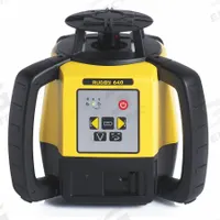LEICA RUGBY Rotary Laser Kit: 2,600 ft Range w/Receiver, Red Beam, Horizontal/Vertical, 0 Dots (MPN Rugby 640). Key specifications — attr935954: Red; attr935948: ±3/32 in @ 100 ft; attr935970: Case; attr935961: Vertical; attr935962: Electronic Self-Leveling; attr935949: Alkaline; attr935951: Rugby 640G Provides Outstanding Visibility for Indoor and Outdoor Applications with New Green Beam Laser Technology; attr935952: Batteries Included.