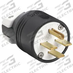 HUBBELL Straight Blade Plug: 15-30P, 250V AC, 30 A, 3 Pole, 4 Blade, Black (MPN HBL8431C)