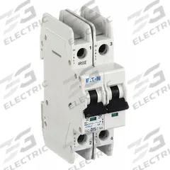 EATON IEC Miniature Circuit Breaker: 15 A Amps, 48/96V DC, 14kA at 277/480V AC, Screw Clamp, FAZ-NA (MPN FAZ-D15/2-NA). Key specifications — attr195863: 48/96V DC; attr211132: EATON; attr195864: 14kA at 277/480V AC; attr195865: Screw Clamp; attr195867: 277/480V AC.
