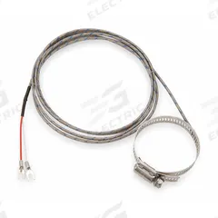 TEMPCO Pipe Clamp Thermocouple: 32°F to 2,300°F /0°C to 1,260°C, Type K, Hose Clamp (MPN TPW00039). Key specifications — Brand: TEMPCO; Cable Material: Fiberglass with Stainless Steel Braid; Cable Length: 12 ft; Accuracy: ±2.2 °C or ±0.75 %, Whichever is Greater; Process Mounting Connection: Hose Clamp; Maximum Wire Gauge: 0.25 mm.