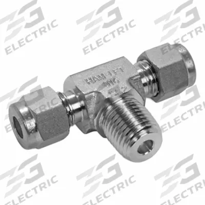 HAM-LET Compression Tee Fitting: 3/8 in OD x 3/8 in OD x 1/4 in Pipe Fitting Size - Double-Ferrule Stainless Steel Fittings
