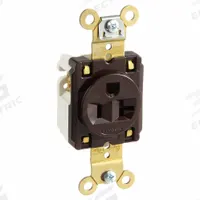 HUBBELL Receptacle: Single, 5-20, Brown, 125V AC, 20 A, 2 Pole / 3 Wire (MPN HBL5361)
