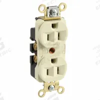 HUBBELL Receptacle: Duplex, 5-15, Ivory, 125V AC, 15 A, 2 Pole / 3 Wire (MPN HBL5252I)