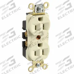 HUBBELL Receptacle: Duplex, 5-15, Ivory, 125V AC, 15 A, 2 Pole / 3 Wire (MPN HBL5252I)