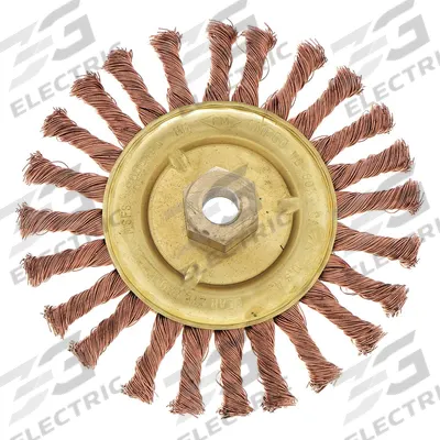 AMPCO Wire Wheel Brush: Twisted Bronze, 4" Dia x 3/8" Wd, 5/8"-11 Arbor - Nonsparking Heavy-Cleaning Brushes for Hard Metals