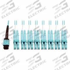 EATON TRIPP LITE MPO Breakout Cables: (1) 24F MPO/PC Female (Aqua) x (8) LC Duplex Male (Aqua), Aqua (MPN N846D-01M-24CAQ). Key specifications — Fire Rating: Plenum; Fiber Type: OM4; Brand: EATON TRIPP LITE; End 1 Connection Gender: Female; End 1 Contact Type Finish: PC; End 2 Connection Gender: Male; End 2 Contact Type Finish: PC; _MPO Cable Connector Design: (1) 24F MPO/PC Female (Aqua) x (8) LC Duplex Male (Aqua).