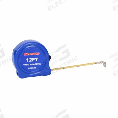 WESTWARD Tape Measure: Nonmagnetic Single Hook Tip, 12 ft, Plastic - Standard (Inch) Tape Measures