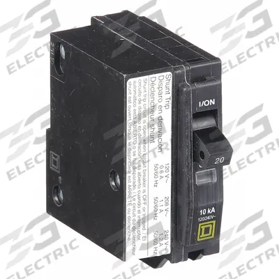 SQUARE D Miniature Circuit Breaker: 20 A, 120/240V AC, Single Phase, 10kA at 120/240V AC - QO Series, Plug-In Square D Miniature Circuit Breakers
