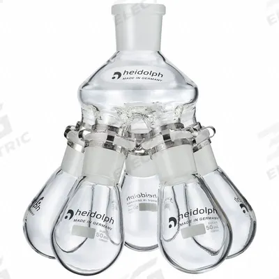 HEIDOLPH Rotary Evaporator Glassware: 50 mL, Colorless, Round - Glass Distilling Flasks