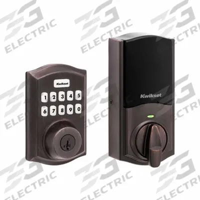 KWIKSET Push Button Electronic Deadbolt: 2 in Door Thick - Electronic Keyless Access Deadbolts