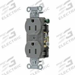 BRYANT Receptacle: Duplex, 5-15, Gray, 125V AC, 15 A, 2 Pole / 3 Wire (MPN CBRS15GRY)