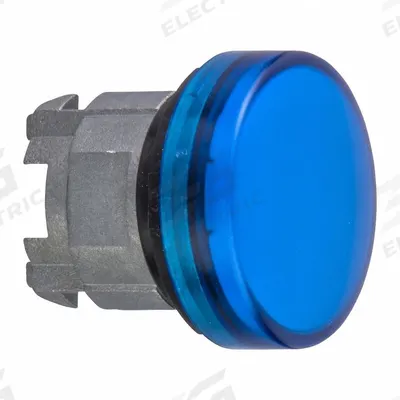 SCHNEIDER Pilot Light Head: 22 mm Panel Mounting Hole Dia, Blue, Smooth - Pilot-Light Heads