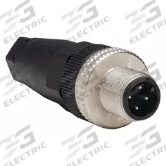 TELEMECANIQUE External Thread Connector: 4 Pin, M12 Male Thread, IP67, Screw Terminals, Straight (MPN XZCC12MDM40B). Key specifications — Connector Body Type: Pin; Brand: TELEMECANIQUE SENSORS; Voltage Rating: 150V DC; Thread Size: M12; Mounting Style: Male Thread; IP Rating: IP67; Housing Material: Plastic; Connector Orientation: Straight.