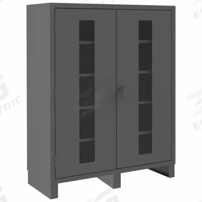 DURHAM MFG Storage Cabinet: 60 in x 24 in x 78 in, Legs, 4 Adj Shelves - Industrial Clearview Shelf Cabinets