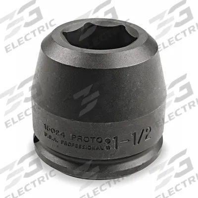 PROTO Impact Socket: 1 1/2 in Drive Size, SAE, 2 3/8 in Socket Size, 6-Point - 1-1/2" Drive Impact Sockets