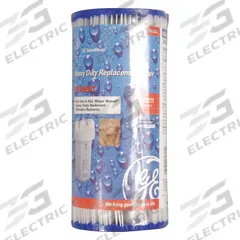 GE Water Filter Cartridge: 30 micron, 4 gpm, Polyester, 9 3/4 in Overall Ht (MPN FXHSC). Key specifications — Brand: GE; Filter Media: Polyester.