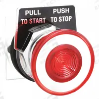 SCHNEIDER Mushroom Head Push Button: Red, 30 mm Mounting Size, Metallic, Maintained (MPN 9001KR9R). Key specifications — Brand: SCHNEIDER; Action: Maintained; Legend: Push to Stop; Series: 9001K; Push Button Material Type: Metallic.