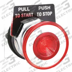 SCHNEIDER Mushroom Head Push Button: Red, 30 mm Mounting Size, Metallic, Maintained (MPN 9001KR9R). Key specifications — Brand: SCHNEIDER; Action: Maintained; Legend: Push to Stop; Series: 9001K; Push Button Material Type: Metallic.