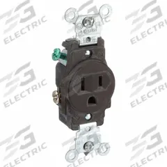 LEVITON Receptacle: Single, 5-15, Brown, 125V AC, 15 A, 2 Pole / 3 Wire (MPN 5015)