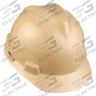MSA Hard Hat: Beige, No Graphics, Ratchet (4-Point), Pinlock, Polyethylene - General Purpose Front-Brim Hard Hats (Type 1, Class E)