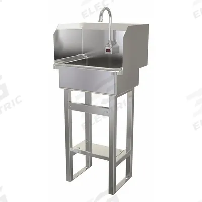 SANI-LAV Hands-Free Sink: 43 1/2 in Overall Ht, 17 in Bowl Lg, 7 in Bowl Dp - One-Station Freestanding Hand Sinks with Faucets