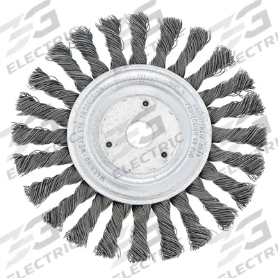 WEILER Wire Wheel Brush: Cable Twist Knot Carbon Steel, 6 in Dia x 3/8 in Wd - Heavy-Cleaning Brushes for Flat Carbon Steel Surfaces