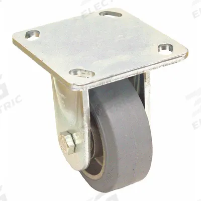 APPROVED VENDOR Plate Caster: Rigid, No Brake, Rubber, 5 in Wheel Dia, 1 5/8 in Wheel Wd - Medium-Duty Plate Casters