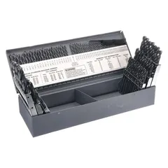 CHICAGO-LATROBE Jobber Length Drill Bit Set: 115 Pc, 1/16" to 1/2" by 64ths, #60 to #1, A to Z (MPN 45650). Key specifications — attr1236168: Metal Index; attr1236199: NAS 907 Type B.
