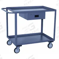 JAMCO Utility Cart: 1,200 lb, 36 in L x 30 in W Shelf, 42 in L x 31 in W x 35 in H Overall Dim, Gray (MPN LK336P500GP). Key specifications — Caster/Wheel Configuration: (2) Swivel; Brand: JAMCO; Caster Wheel/Tread Material: Polyolefin.