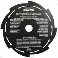 ECHO Grass Weed Blade: 8 in Dia, Metal, DSRM-2600U/SRM-2620/SRM-2620T/SRM-266 (MPN 69600121431). Key specifications — Brand: ECHO; Compatible Manufacturer Number: DSRM-2600U; Material: Metal; Product Type: Grass and Weed Blade.