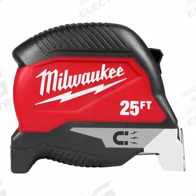 MILWAUKEE Magnetic Tape Measure: Magnetic Single Hook Tip, 25 ft, Plastic - Standard (Inch) Tape Measures