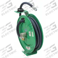 Spring Return Hose Reel: 25 ft (3/4 in I.D.), 3/4 in MNPT, 300 psi Max Op Pressure, Brass, Green (MPN 45UZ40). Key specifications — Reel Color: Green; Hose Capacity: 25 ft (3/4 in I.D.); Overall Dimensions: 20-15/32 in L x 9-1/4 in W x 21-3/16 in H; Swivel Material: Brass; Hose End Configuration: 3/4 in MNPT; Brand: SPEEDAIRE.
