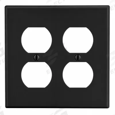 HUBBELL Wall Plate: Duplex Outlet, 2 Gang, Black - General Purpose Wall Plates