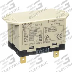 OMRON Enclosed Power Relay: Surface (Top Flange) Mounted, 30 A Current Rating, 12V DC, SPST-NO (MPN G7L-1A-TUBJ-CB-DC12). Key specifications — Brand: OMRON; Base Type: Square; Mounting Style: Top Flange; Electrical Connection: Quick-Connect; Manufacturer Part Number: G7L-1A-TUBJ-CB-DC12; Operating Current: 30 A; Series: G7L Series.