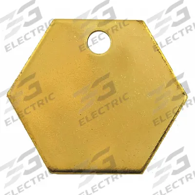 APPROVED VENDOR Blank Tag: Brass, Yellow, 0.04 in Thick, Hexagon, 1 1/4 in x 1 1/4 in - General Purpose Blank Valve Tags