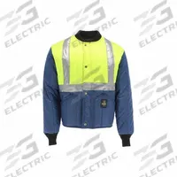 REFRIGIWEAR Jacket: Jacket, Men's, 5XL, Lime/Navy, Regular, Insulated for Cold Conditions, 10°F (MPN 8225RNLM5XLL2). Key specifications — Brand: REFRIGIWEAR; Insulated for Cold Conditions: Yes; Color: Lime/Navy; Includes Hood: No; Style: Lightweight Work Jacket; Temperature Rating: 10°F; Collar Style: Knit; Includes Lining: No.