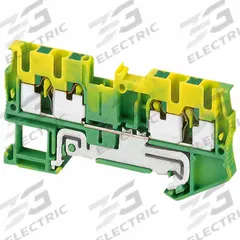 SCHNEIDER Terminal Block: DIN Rail Mounting Type, Push-In Wire Termination, 4 Wire Terminals (MPN NSYTRP24PE). Key specifications — Brand: SCHNEIDER; For Minimum Wire Size: 24 AWG.