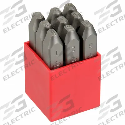 APPROVED VENDOR Hand Stamp Kit: 0 to 8 (With 6 Serving as 9), 1/4 in Character Ht - Round-Face Number Stamps