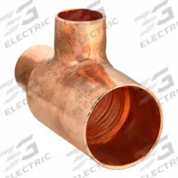 NIBCO Sweat Fitting Tee: 3 in CTS x 2 1/2 in CTS x 2 1/2 in CTS, Cup x Cup x Cup, Wrot Copper (MPN 611RR 3X21/2X21/2)