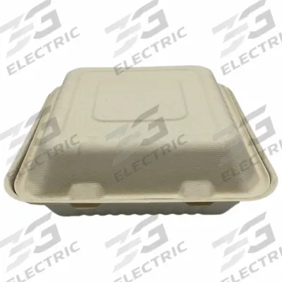 APPROVED VENDOR Disposable Carry-Out Food Container: Ivory, Hinged Lid Container Container - Hinged-Lid Molded Fiber Containers