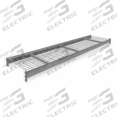 TENNSCO Shelf: 96 in x 24 in, 14 ga Beams, 5 AWG Decking, Galvanized Wire, 2,150 lb Load Capacity (MPN 6940). Key specifications — Decking Material: Galvanized Wire; Frame Finish: Powder Coated; Frame Material: Steel; Color: Gray; Includes: 2 Beams, Front to Back Supports; Brand: TENNSCO.