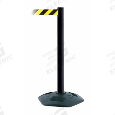 TENSABARRIER Barrier Post with Belt: Black/Yellow, Chevron, No Legend, 7 1/2 ft Belt Lg - Pattern Retractable Belt Post Barriers