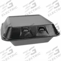 PACTIV Disposable Carry-Out Food Container: Black, Hinged Lid Container Container, Foam, 150 PK (MPN YHLB08010000). Key specifications — attr553565: Foam; attr553567: No; attr553572: Rectangular; attr553556: PACTIV.