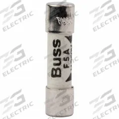 BUSSMANN Fuse: S501 Series, Fast-Acting, 5 A, 250 V AC, Non-Indicating, 5 mm x 20 mm (MPN BK/S501-5-R). Key specifications — Brand: BUSSMANN; Series: S501; Equivalent Fuse Series: GDA, S501, 216 & GSD.