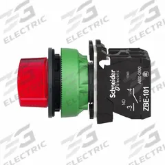 SCHNEIDER Selector Switch: 30 mm Panel Mounting Size, 2 Positions, Short Lever, 1NO/1NC (MPN XB5FK124B5). Key specifications — AC Contact Rating: 1.2 A @ 600 V; Action: Maintained/Maintained; Cam: No Cam Included; DC Contact Rating: 0.1 A @ 600 V; Hazardous Location Specification: Not Rated; Operator Head Material: Plastic; Operator Head Type: Short-Handled Knob; Operator Illumination: Illuminated.