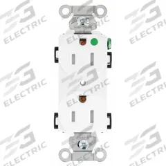 BRYANT Receptacle: Hospital Grade Fed. Spec., Duplex, 5-15R, White, 125V AC, 15 A, 2 Pole / 3 Wire (MPN 8200HBWTR)